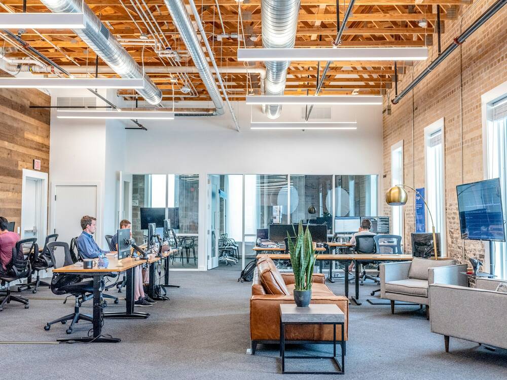 An office with workers at their desks